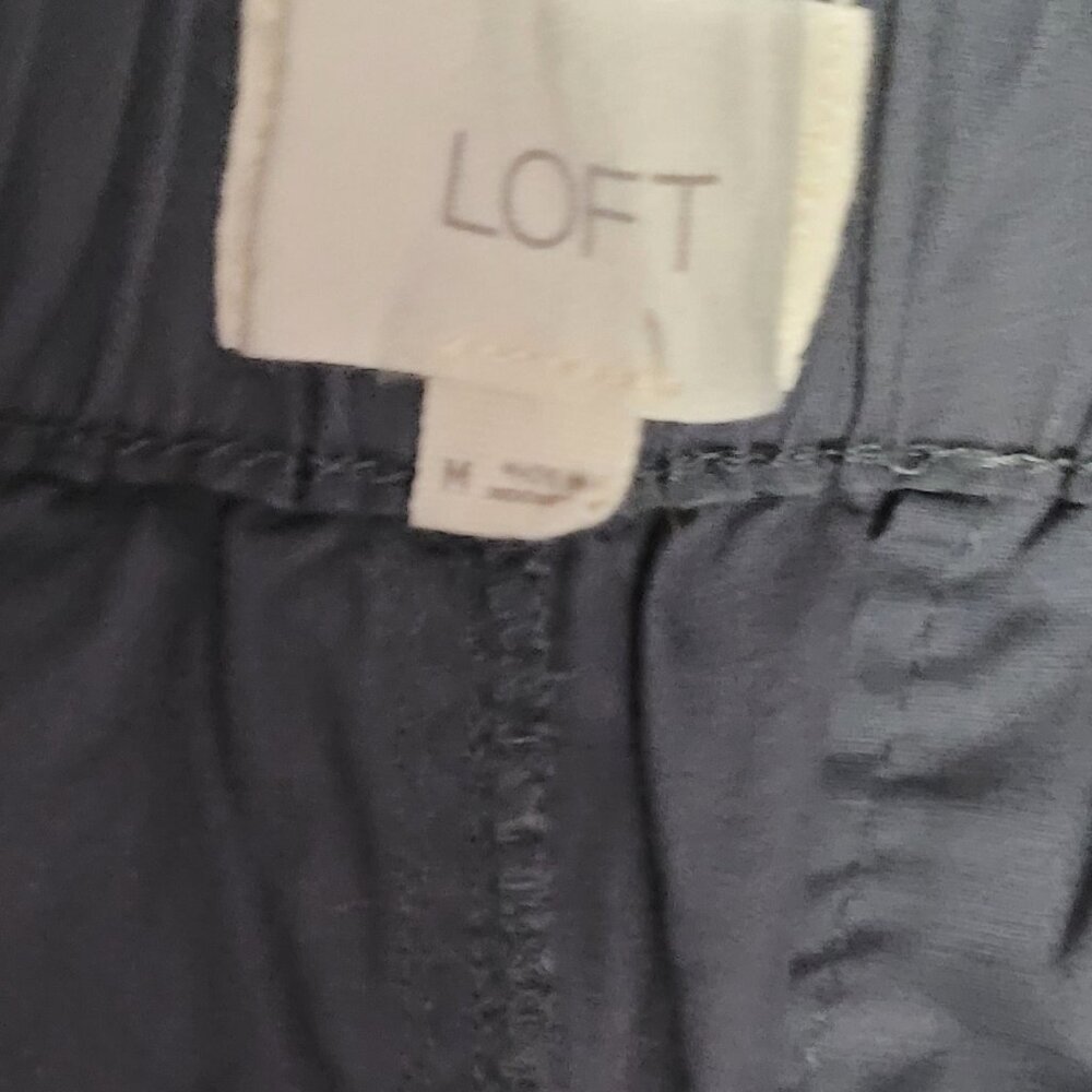 LOFT Navy Drawstring Cropped Pants - Picture 4 of 9